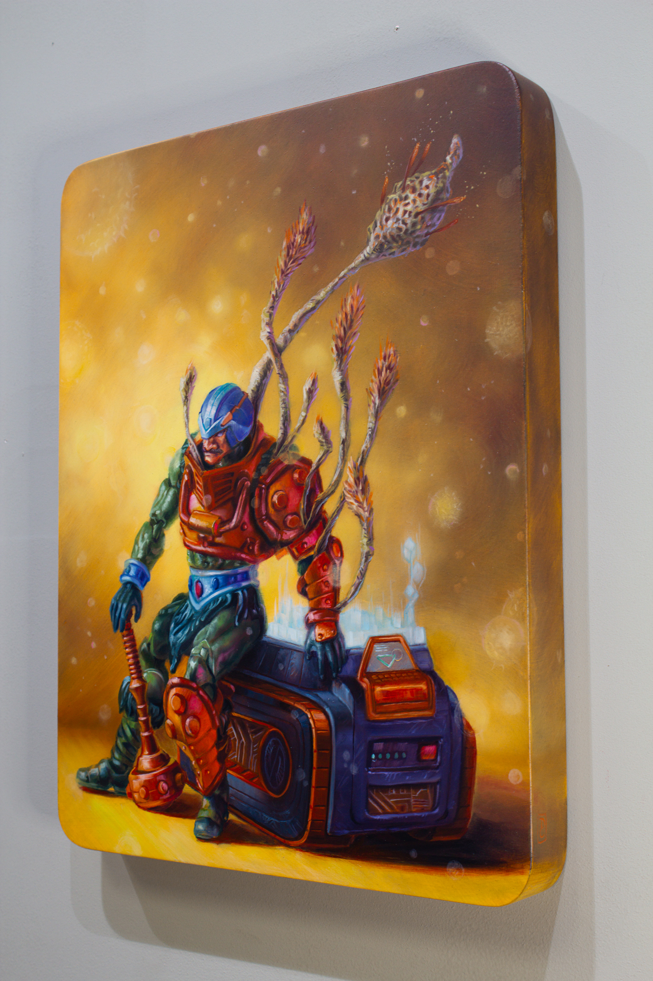 Technocrat's End is a 2025 oil painting on shaped panel, painted by Dan Cohen