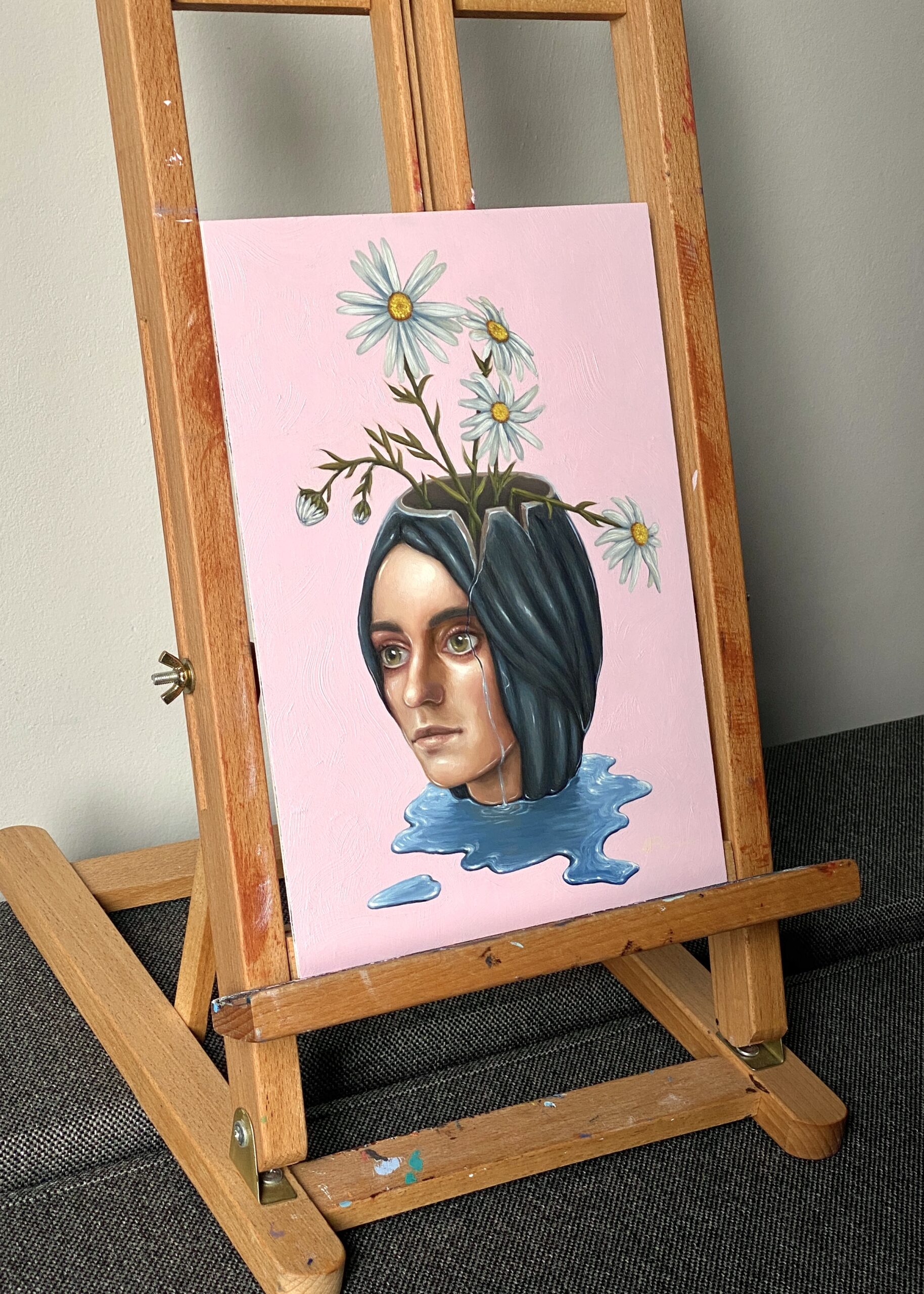 'There... it cracked' by Angelika Paszko, easel view