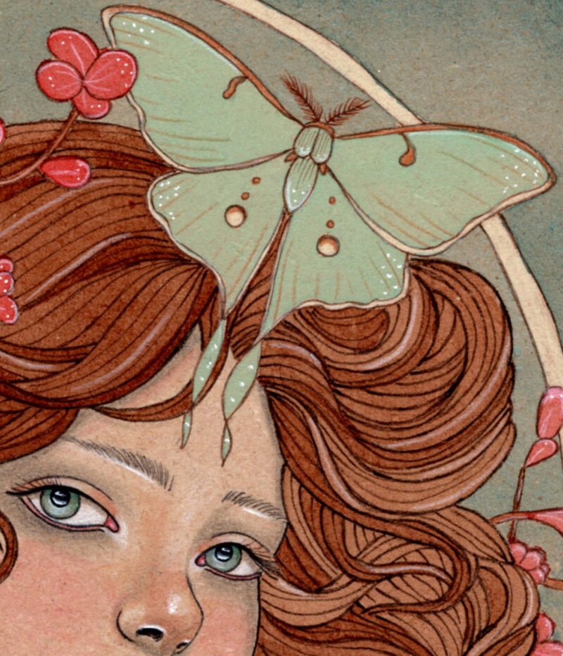 Close up of watercolor Lunar Moth