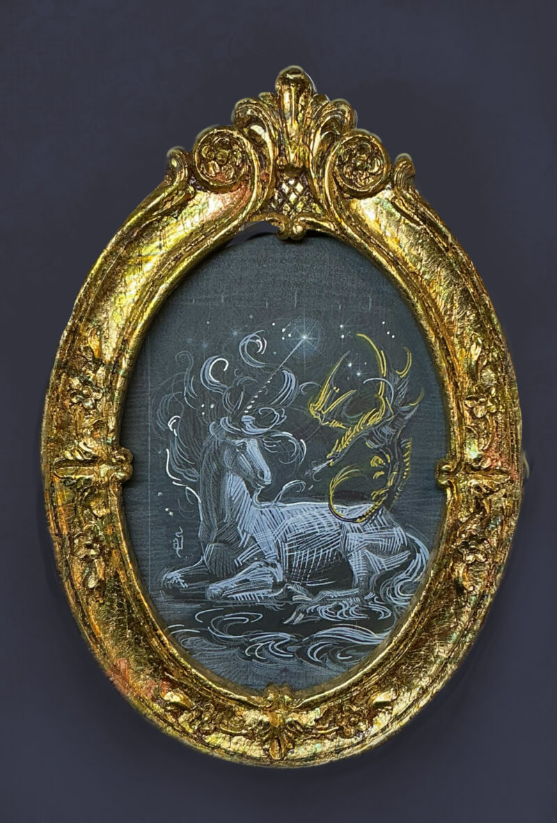 Silver Unicorn and Gold Dragon