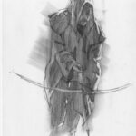 Robin Hood drawing with bow and arrow.