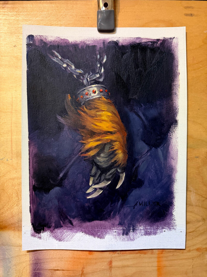 monkey's paw oil painting