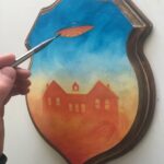 Side view of painting being painted