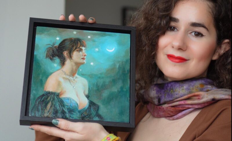 Night's Spell - by Francesca Resta - painting with artist for size
