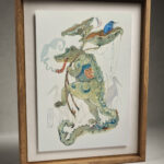 Whimsical Watercolour painting of a Crocodile Yokai