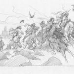 Greg Manchess drawing of charging horses.