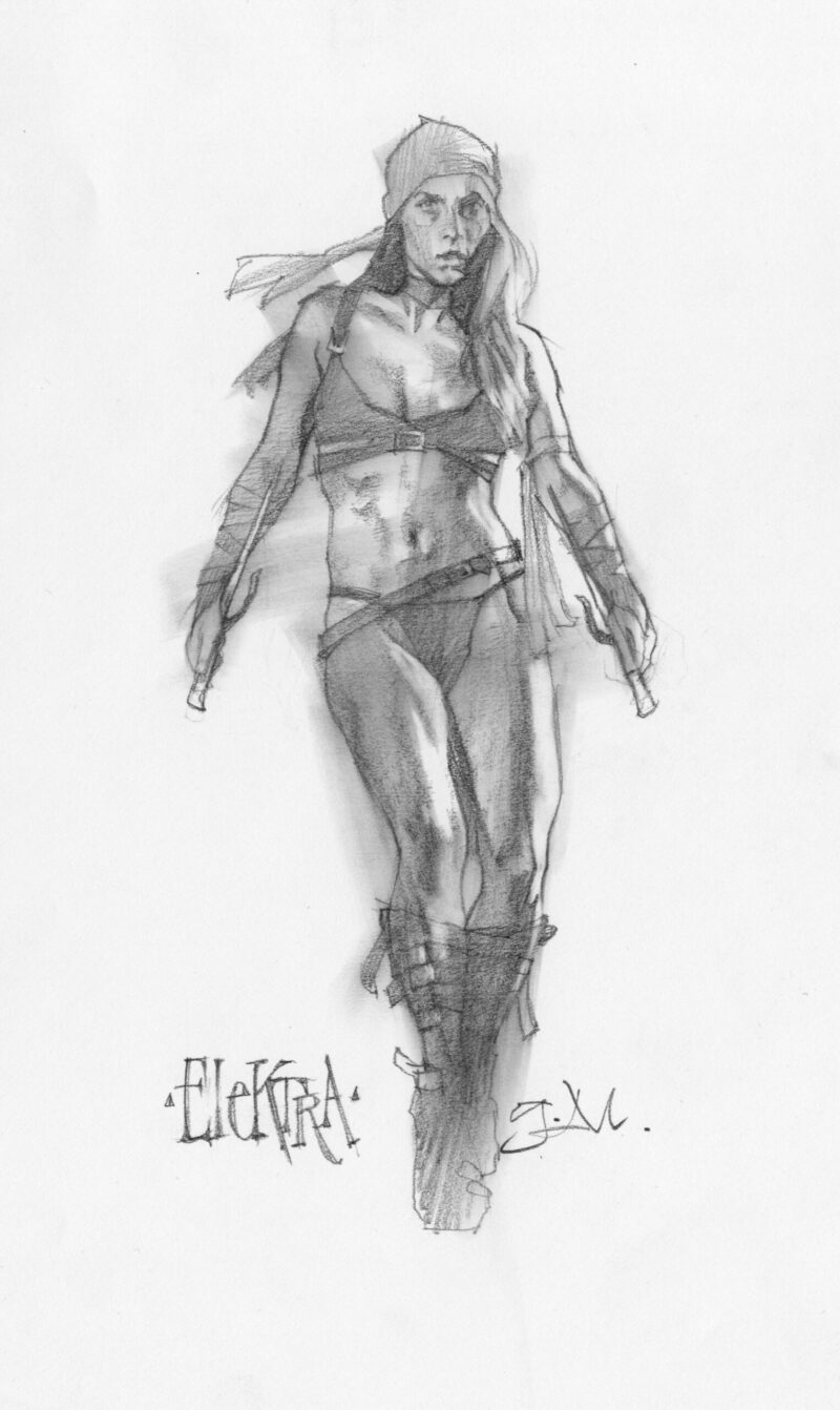 Greg Manchess drawing of Elektra.