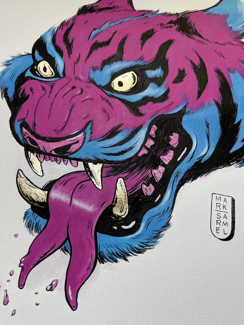 A close up detail shot of the Two Tongued Tiger
