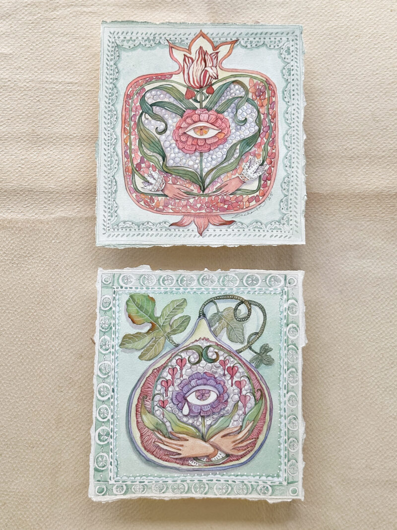 Watercolour painting dyptich of the secret language of love