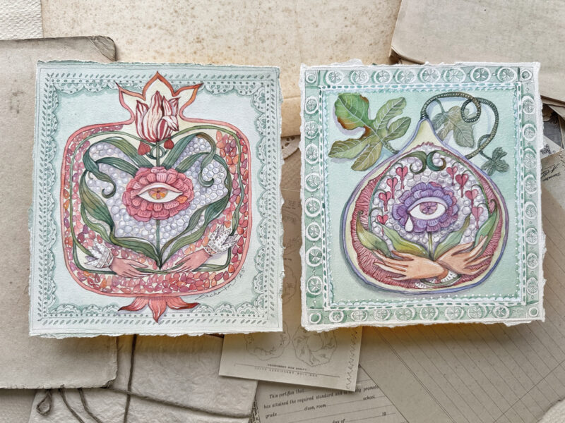 Watercolour painting dyptich of the secret language of love