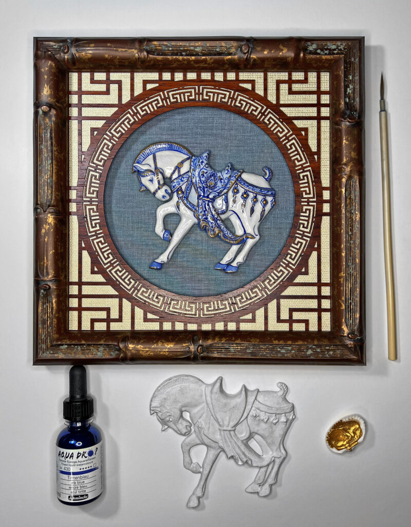 Porcelain Horse Artwork with Materials