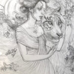 Detail shot of woman supporting a wounded tiger