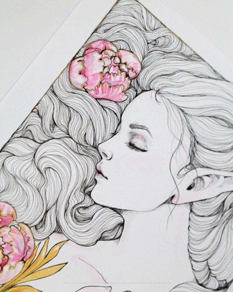 Close-up of the character’s face and hair.