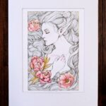 “Love yourself” Photo showing the artwork with the 11x14 inches mat.