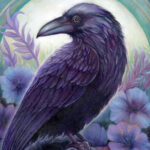 Close-up detail of the raven from Key Within, an original symbolic oil painting by Mary Ancilla Martinez exploring wisdom, intuition, transformation, and self-discovery.