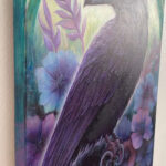 Side view of Key Within, an original symbolic oil painting by Mary Ancilla Martinez showing the depth, dimensional qualities, and physical presence of the artwork.