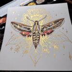White Lined Sphinx Moth watercolor painting