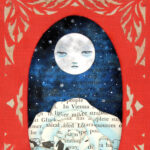 hand cut altered book with moon and rose