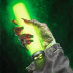 zombie hand holding a glowing carbon rod